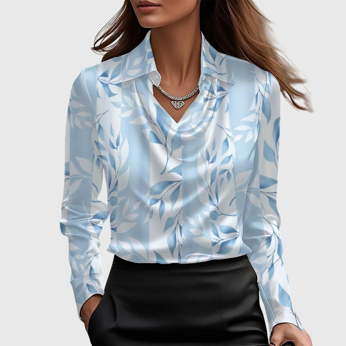 Pleated Satin Blouse