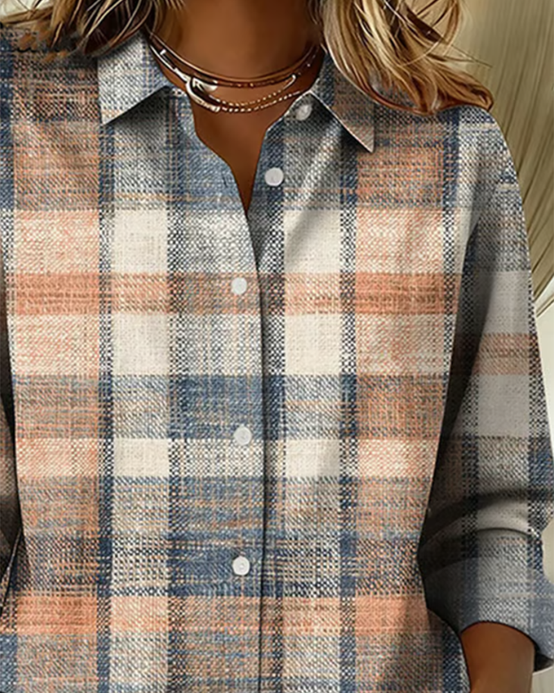 Button-Down Shirt in Vintage Style with Check Pattern