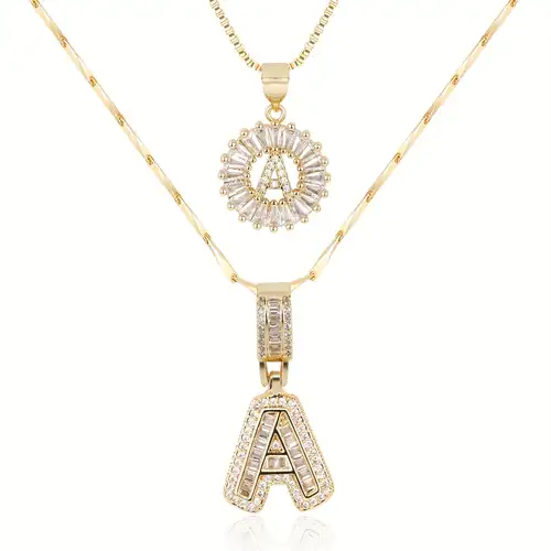 Moissanite Initial Letter Necklace Set