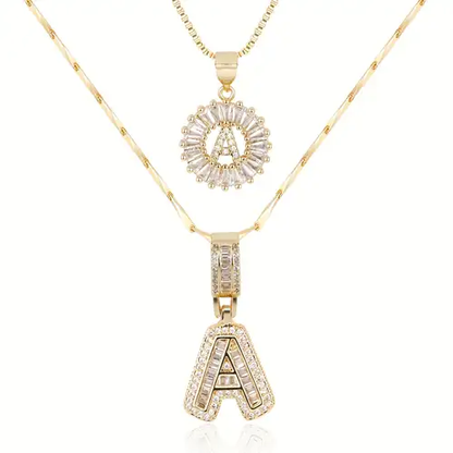 Moissanite Initial Letter Necklace Set