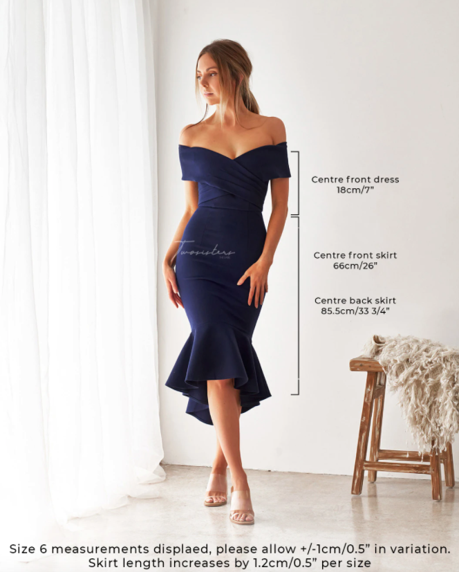 Navy Off Shoulder Midi Dress