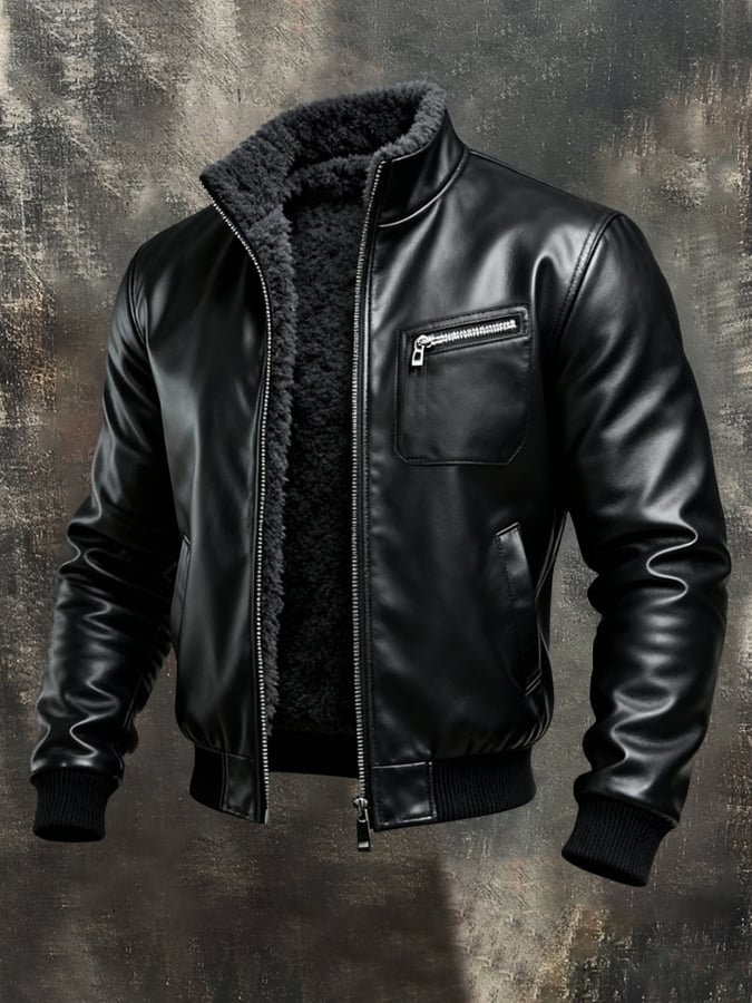 Men's Retro Outdoor Jacket Made of Warm, Soft Leather