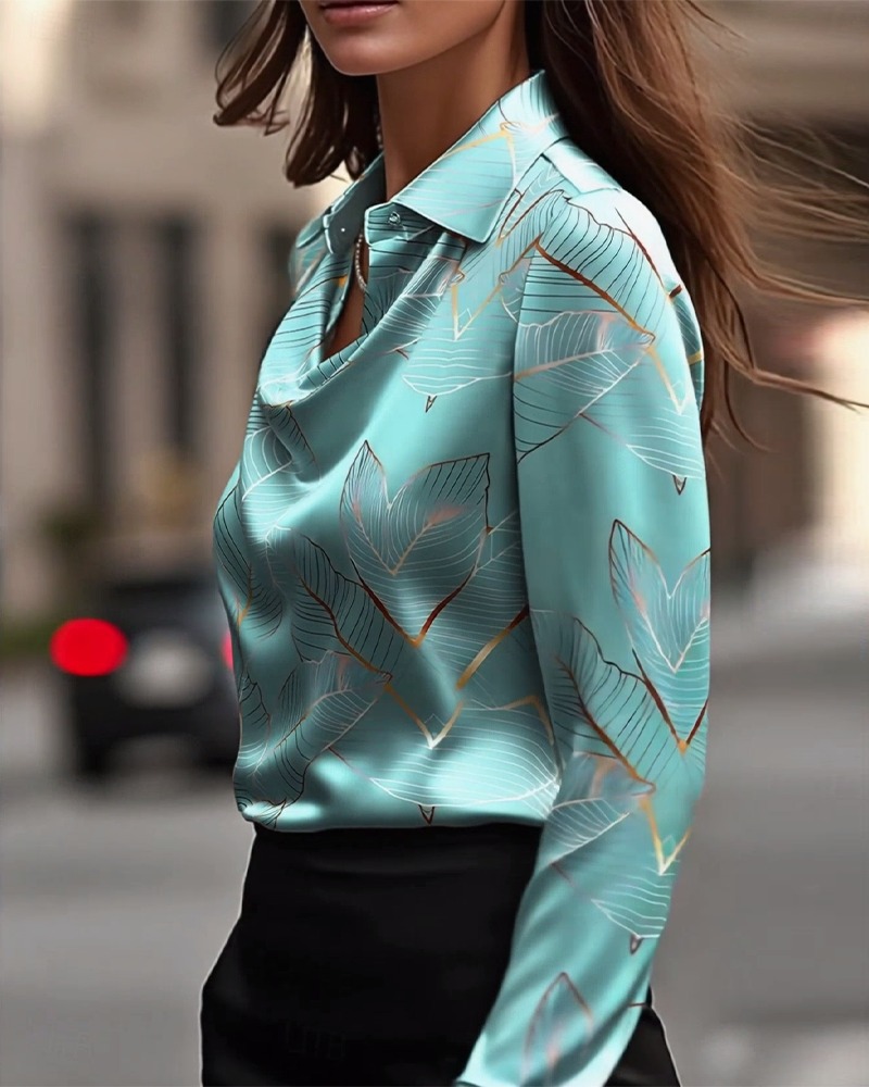 Elegant blouse long sleeves satin