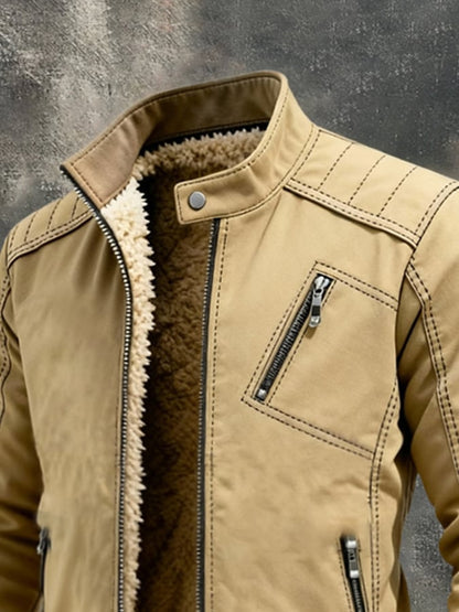 Men's Retro Outdoor Jacket with Warm Wool Lining