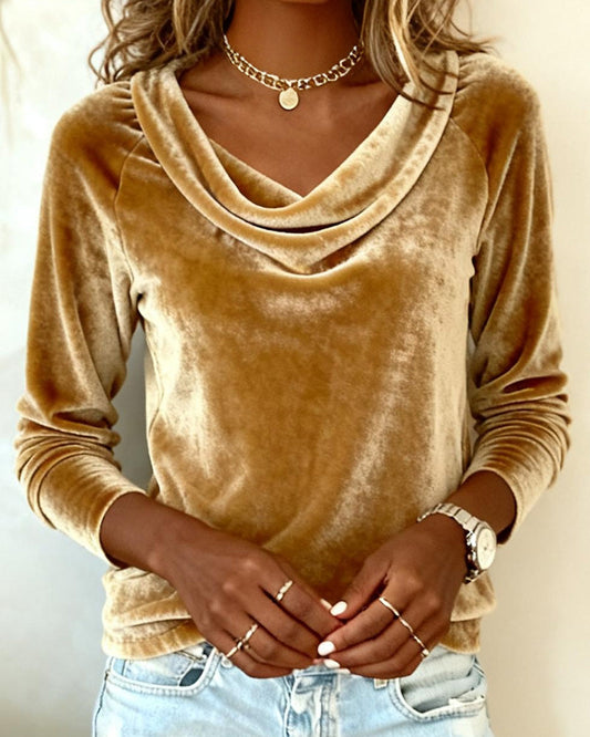 Draped Collar Loose Top