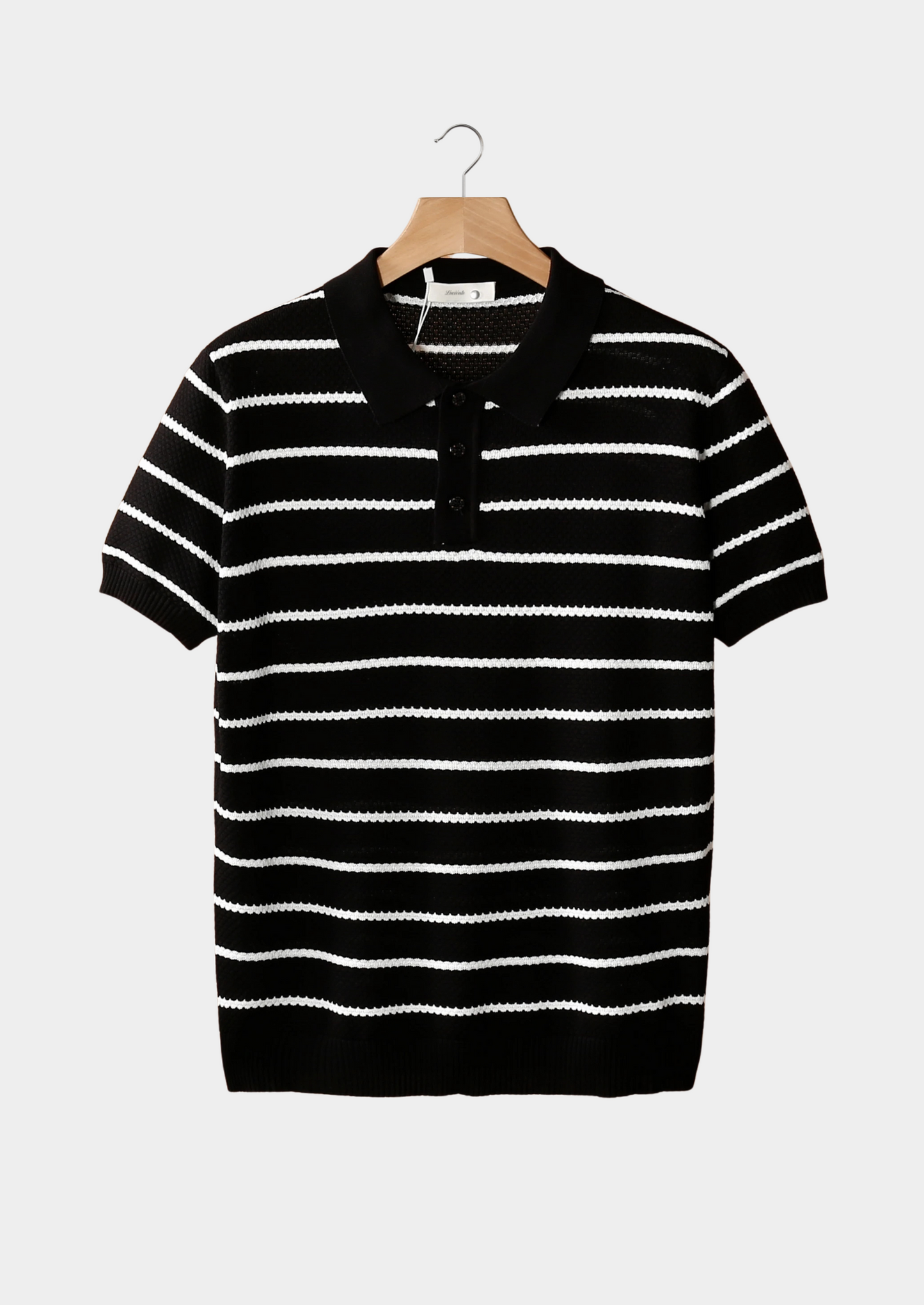 Striped Textured Button Polo