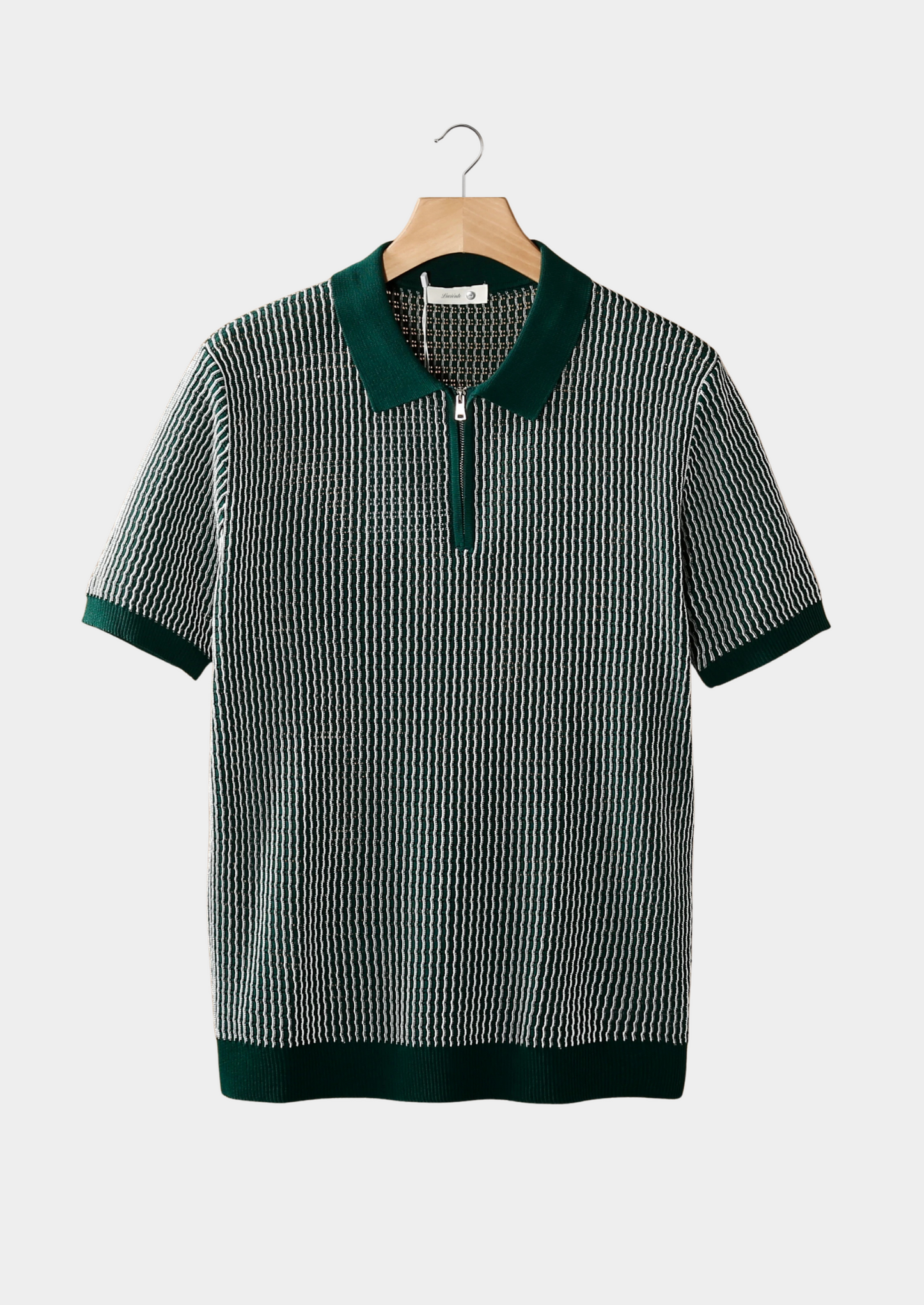 Monochrome Textured Zip Polo