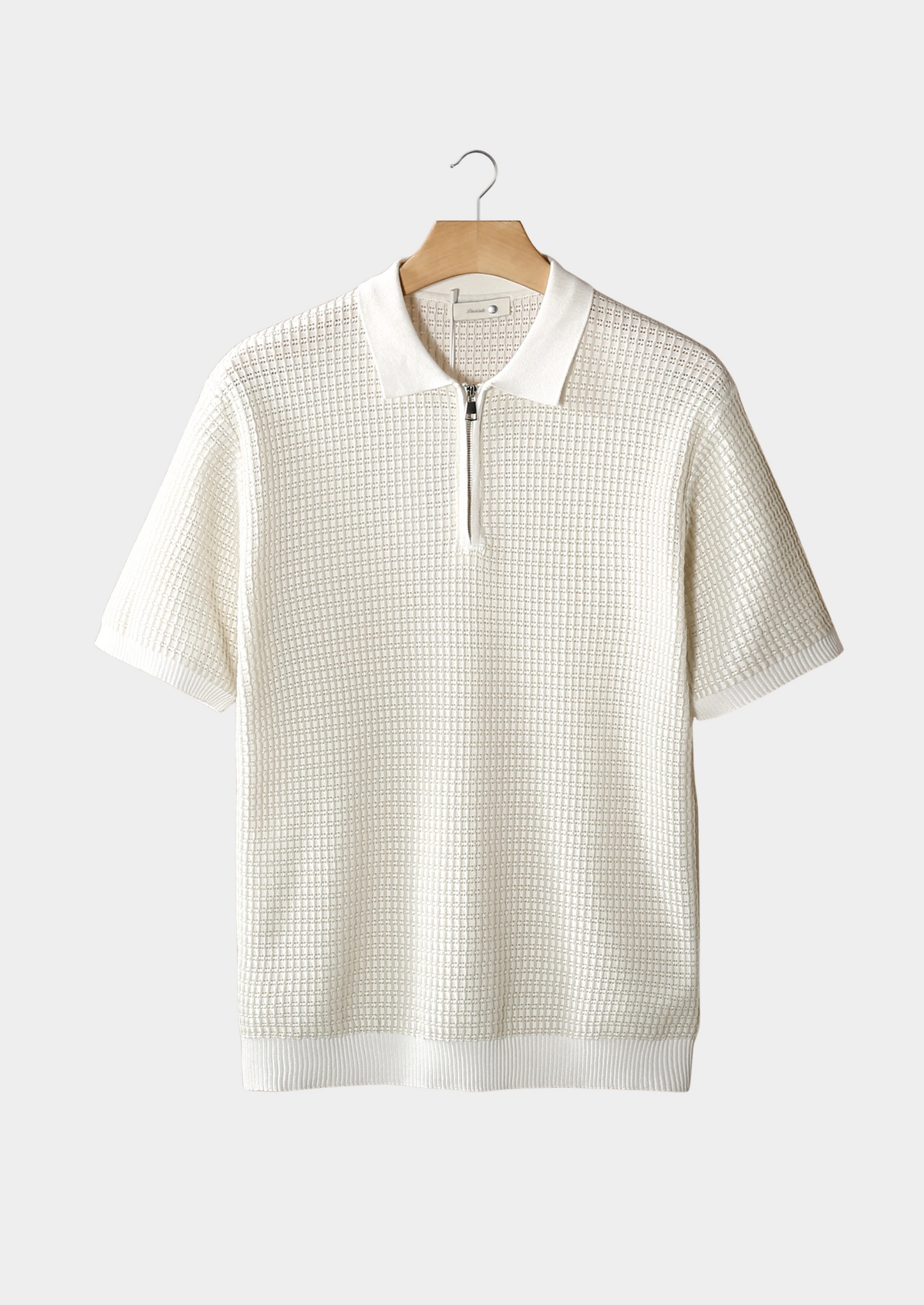 Monochrome Textured Zip Polo