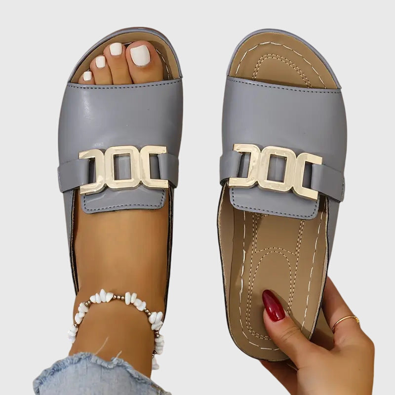 Gold Buckle Comfort Sandals