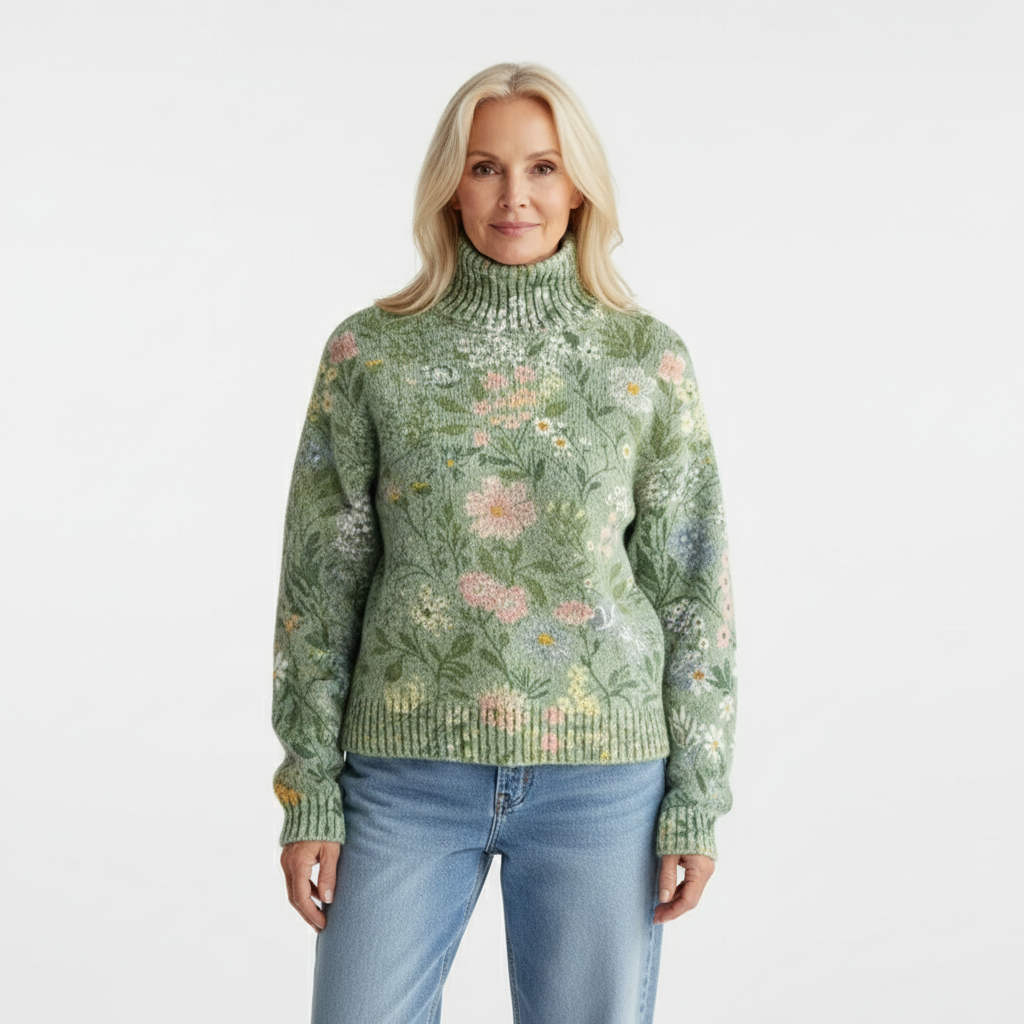 ANNA™ | Cozy Floral Turtleneck Sweater