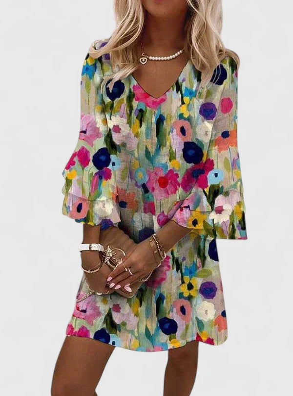 Floral V-Neck Mini Dress