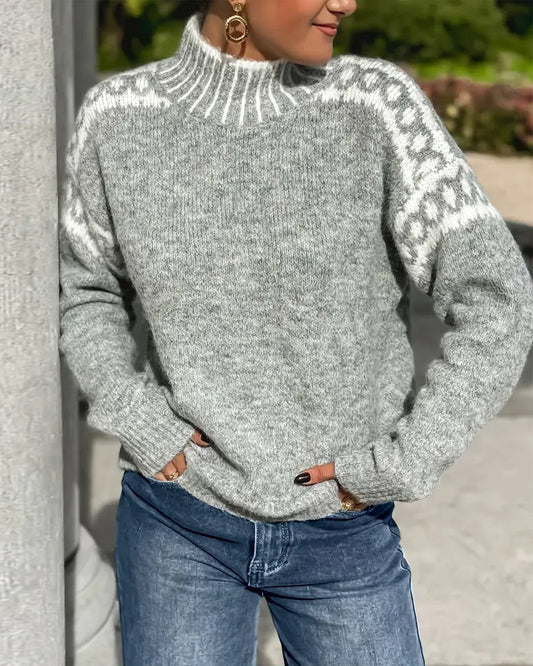 Striped High-Collar Sweater