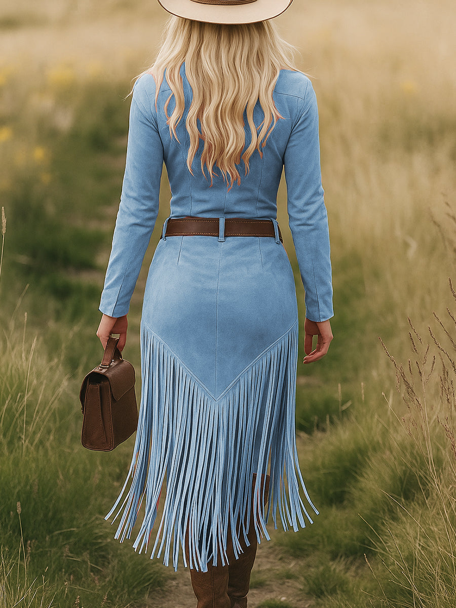 Women’s Western Tassel Midi Dress