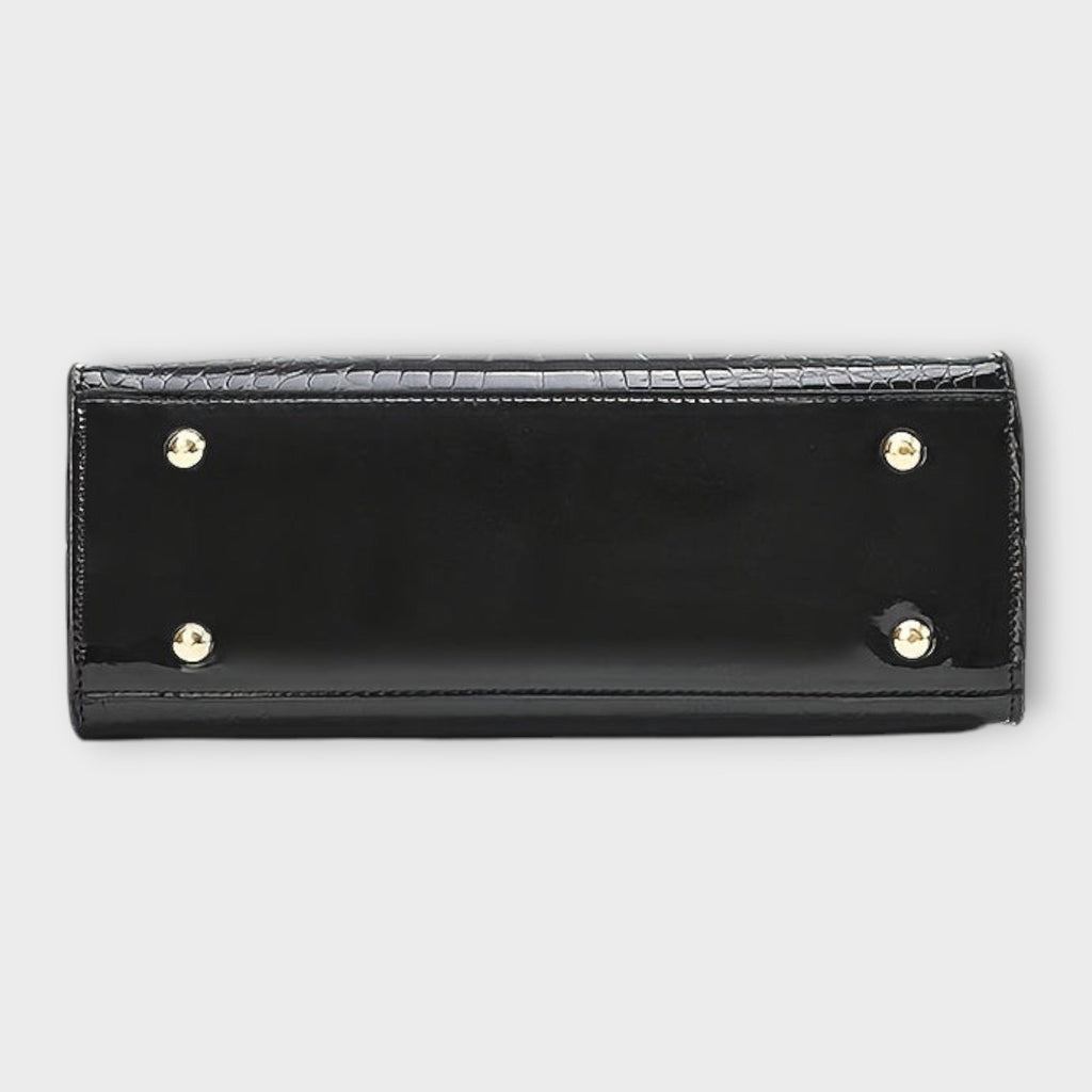 Lublanca - Glossy Crocodile Pattern Handbag