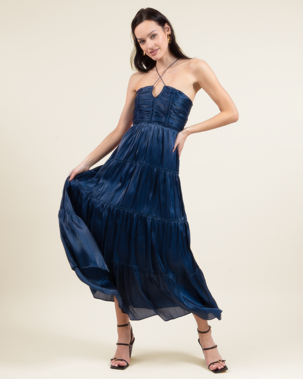 Sheen Tiered Midi Dress
