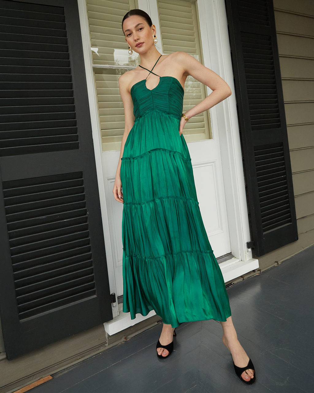Tiered Necktie Midi Dress