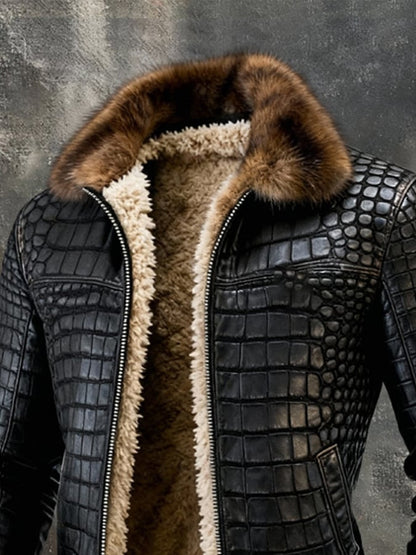 Men's Retro Outdoor Jacket Made of Warm, Soft Leather