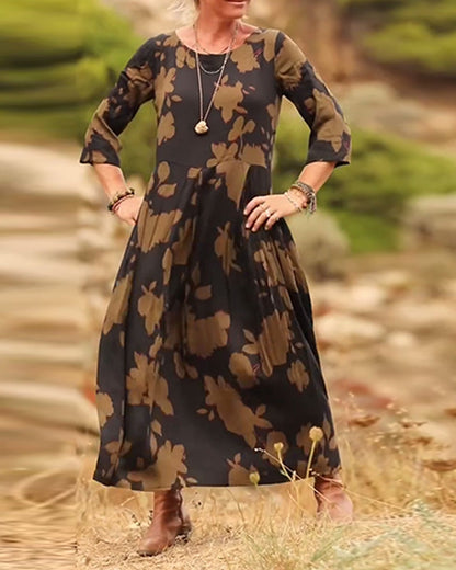 Printed A-Line Maxi Dress