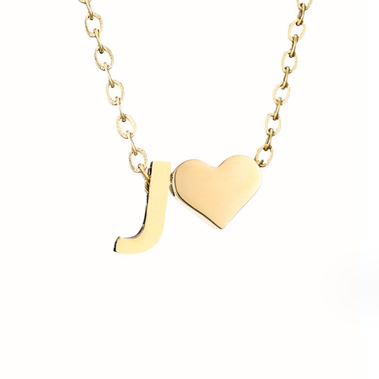 Minimalist Initial Necklace with Heart Charm