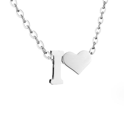 Minimalist Initial Necklace with Heart Charm