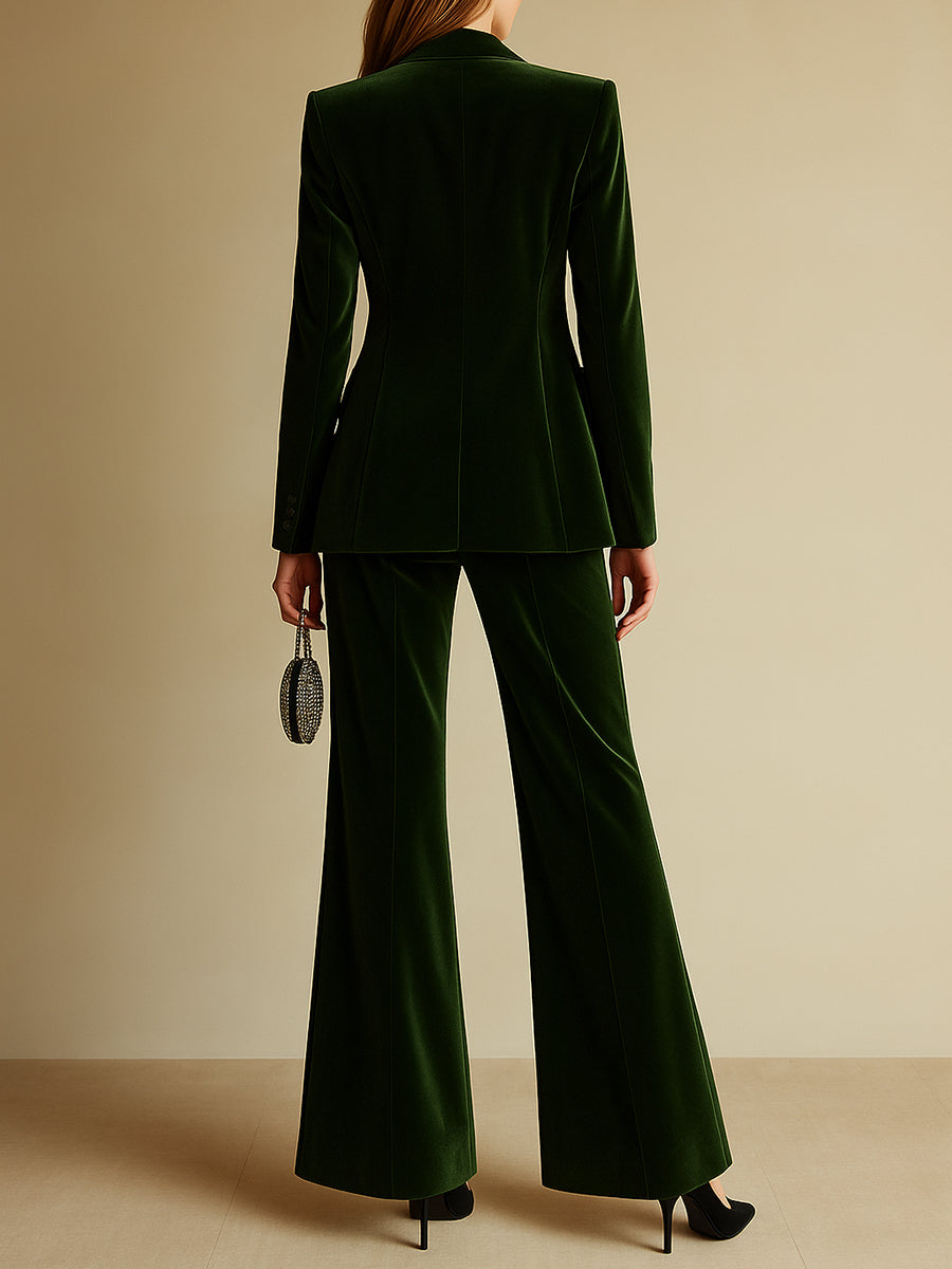 Women’s Green Velvet Suit Set