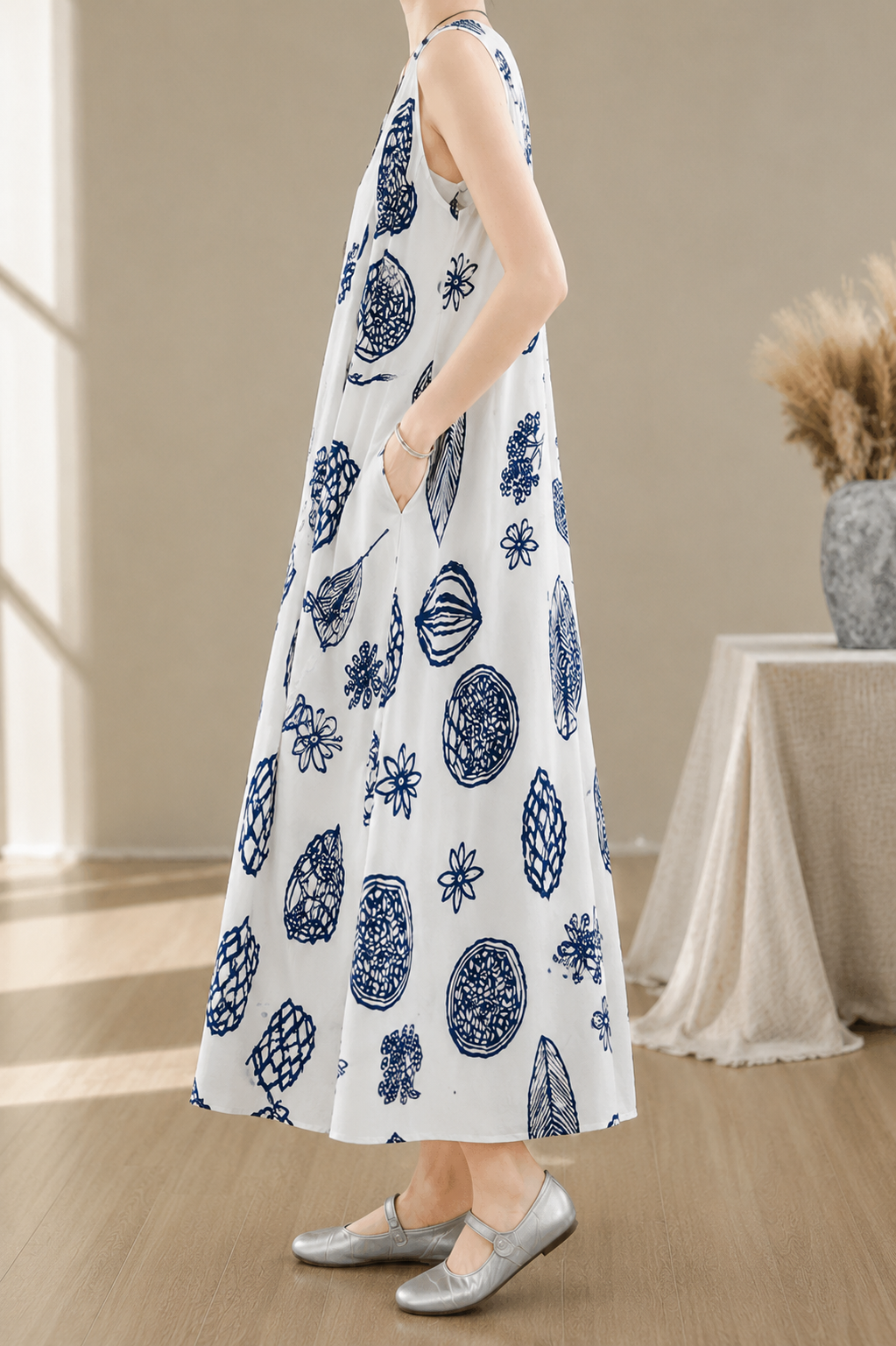 Printed Sleeveless Maxi Dress