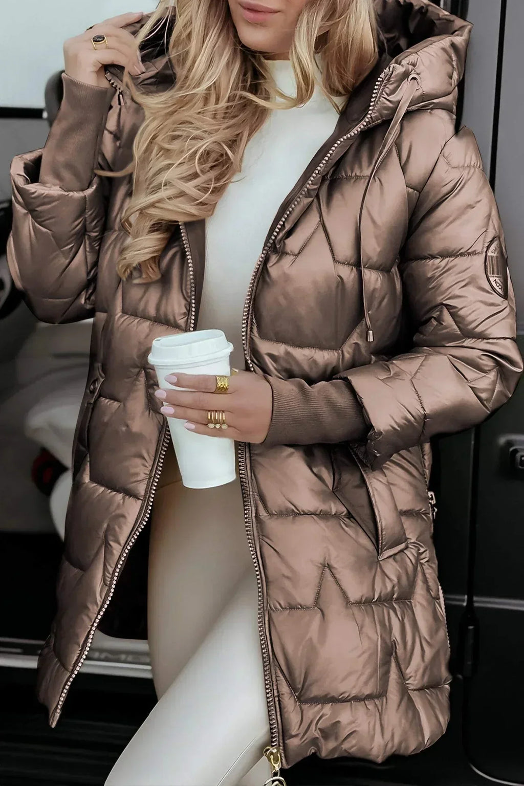 Zéphirine | Long and warm quilted jacket with enveloping hood