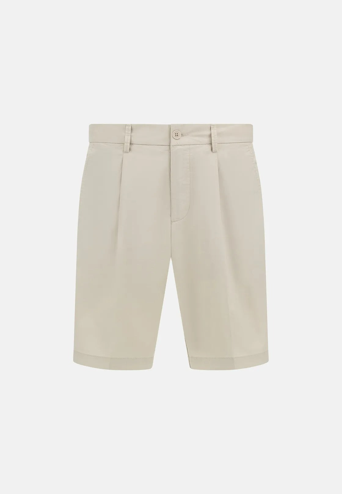 Tailored Pleated Chino Shorts - Sand
