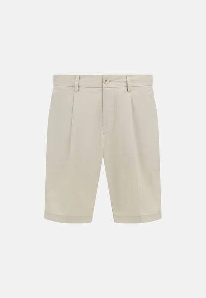 Tailored Pleated Chino Shorts - Sand
