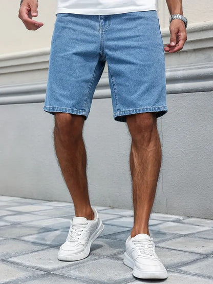 Vintage Blue Straight Denim Shorts