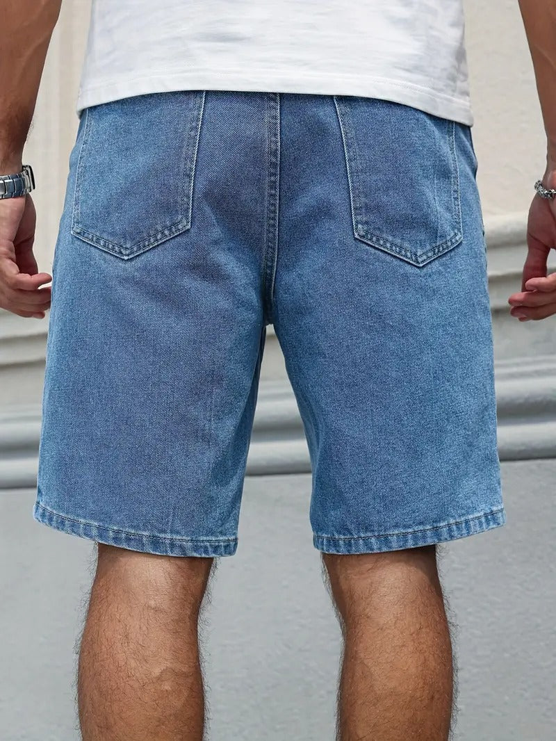 Vintage Blue Straight Denim Shorts