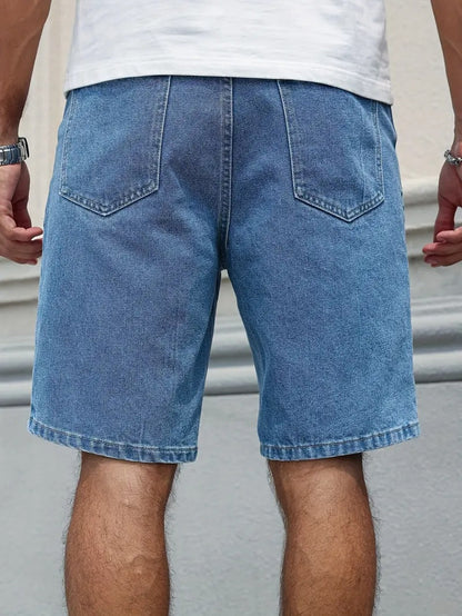 Vintage Blue Straight Denim Shorts