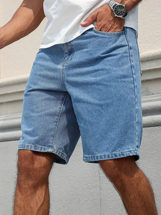 Vintage Blue Straight Denim Shorts