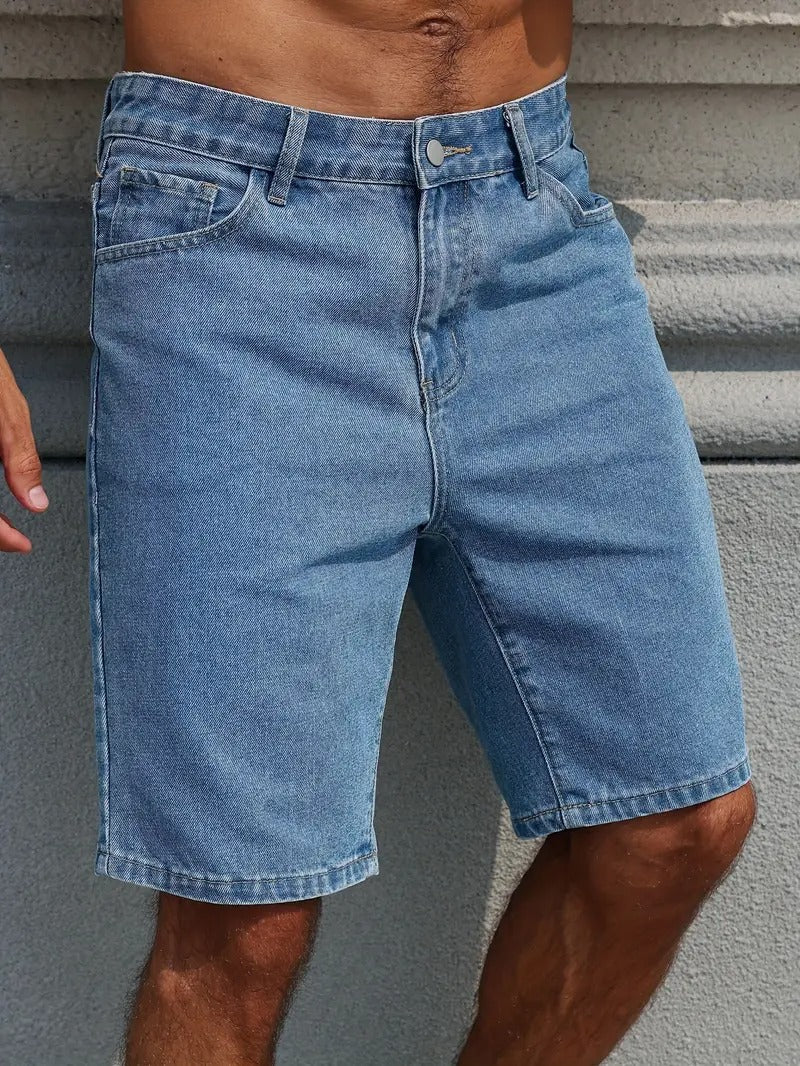 Vintage Blue Straight Denim Shorts