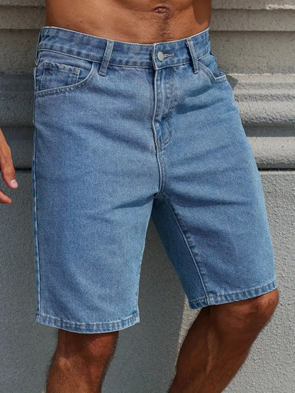 Vintage Blue Straight Denim Shorts