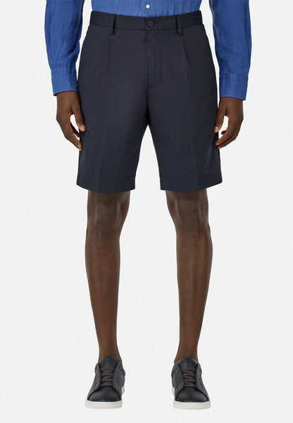 Tailored Pleated Chino Shorts - Light Blue