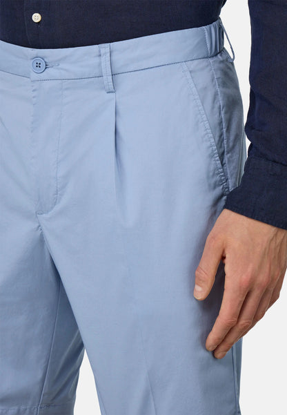 Tailored Pleated Chino Shorts - Light Blue