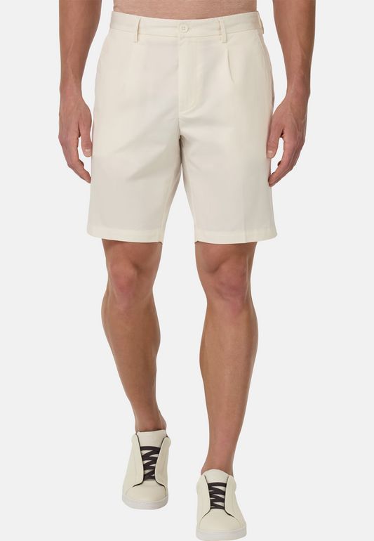 Tailored Pleated Chino Shorts - Cream