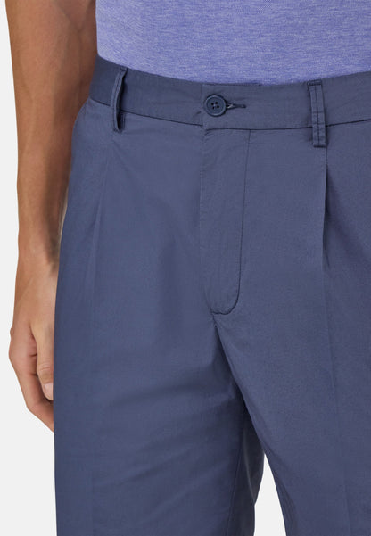 Tailored Pleated Chino Shorts - Light Blue