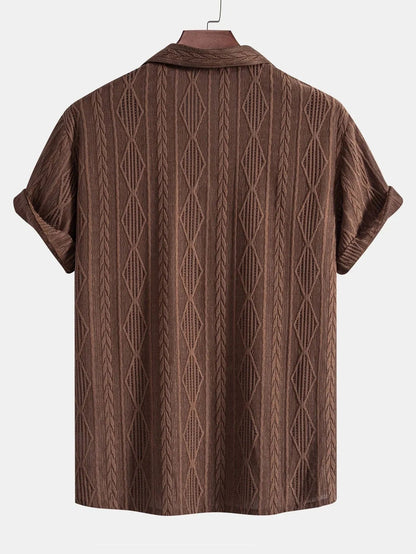 Textured Openwork Shirt and Relaxed Trousers Set