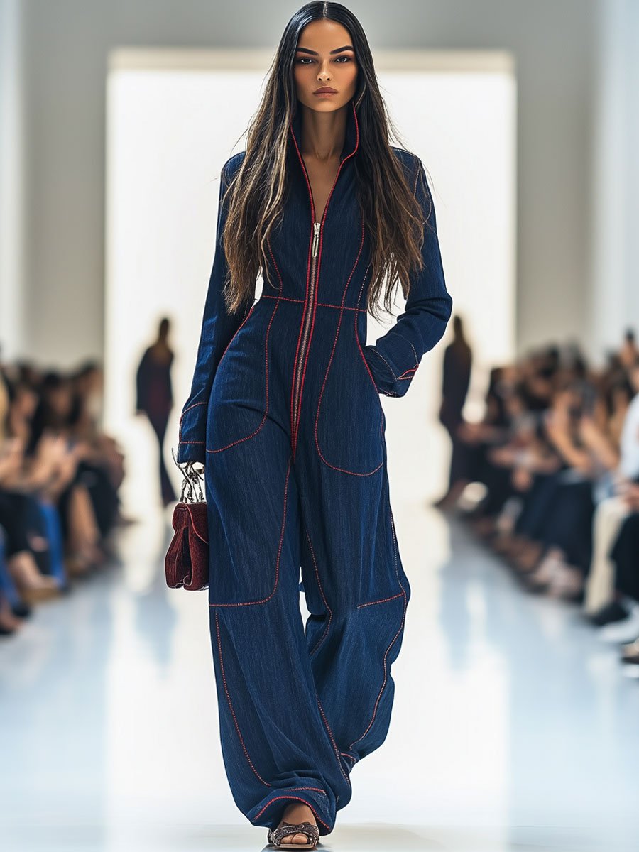 Women’s Denim Wide Leg Jumpsuit