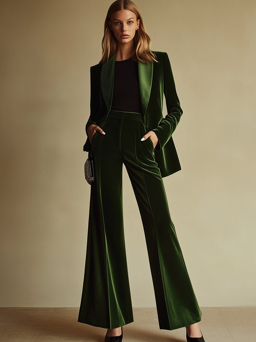 Women’s Green Velvet Suit Set