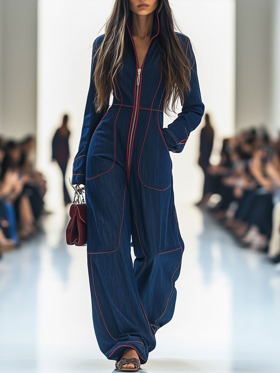 Women’s Denim Wide Leg Jumpsuit