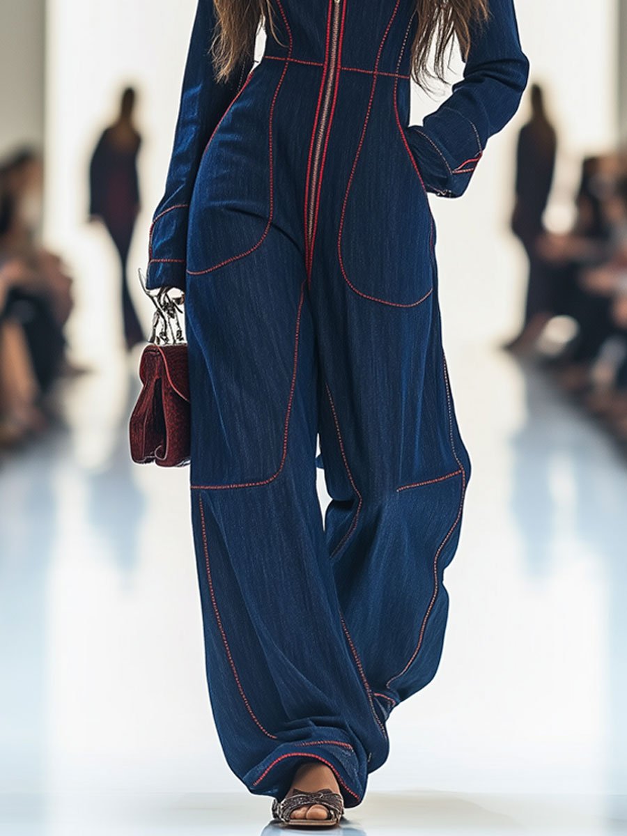 Women’s Denim Wide Leg Jumpsuit