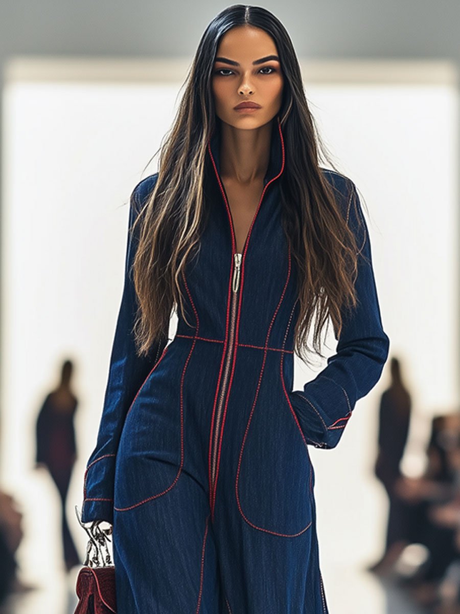 Women’s Denim Wide Leg Jumpsuit