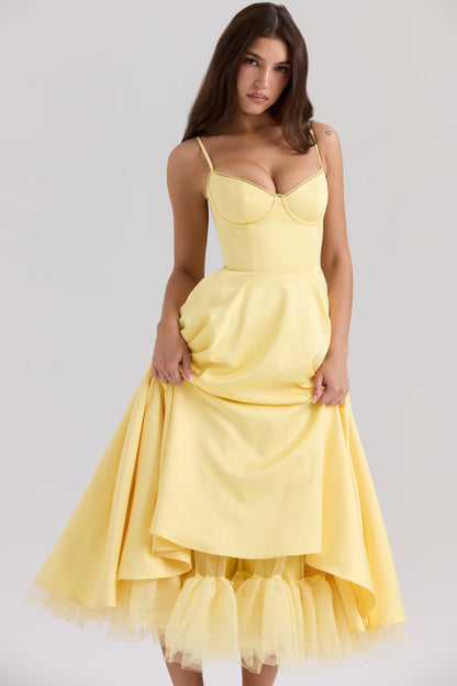 Luce - Satin Tulle Midi Dress