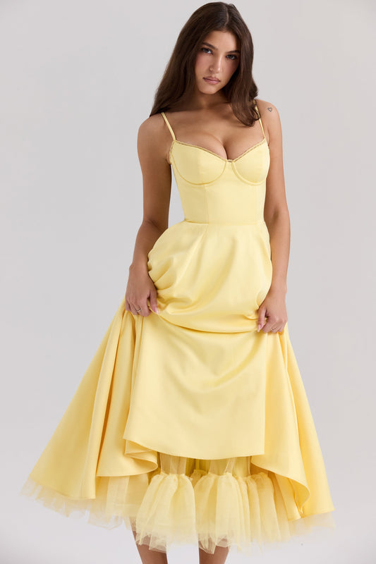 Luce - Satin Tulle Midi Dress