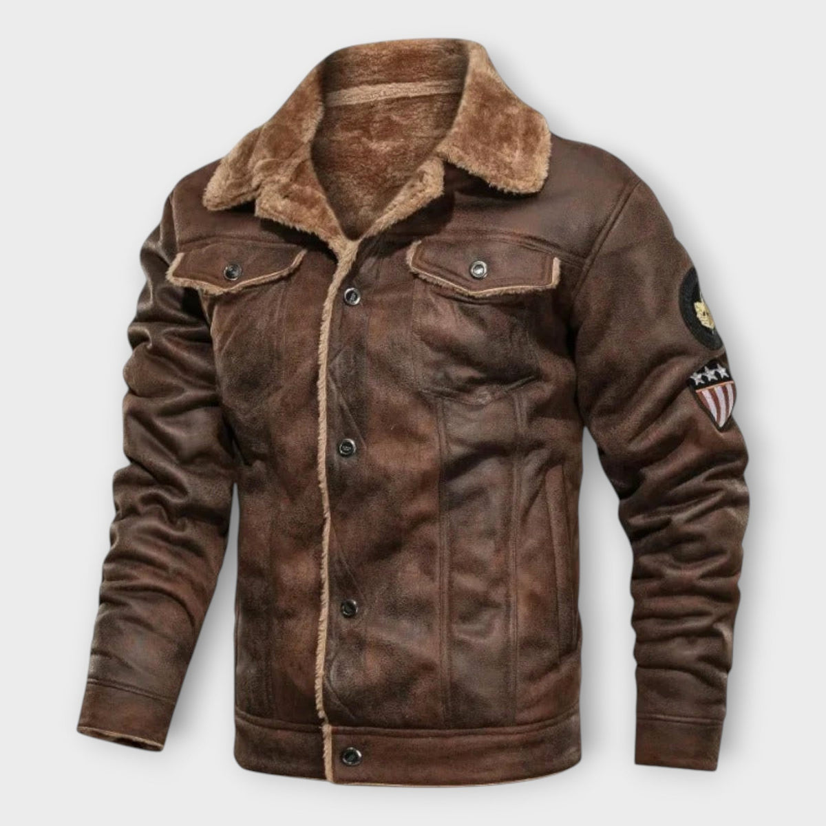Elegant and Warm Fleece Leather Jacket