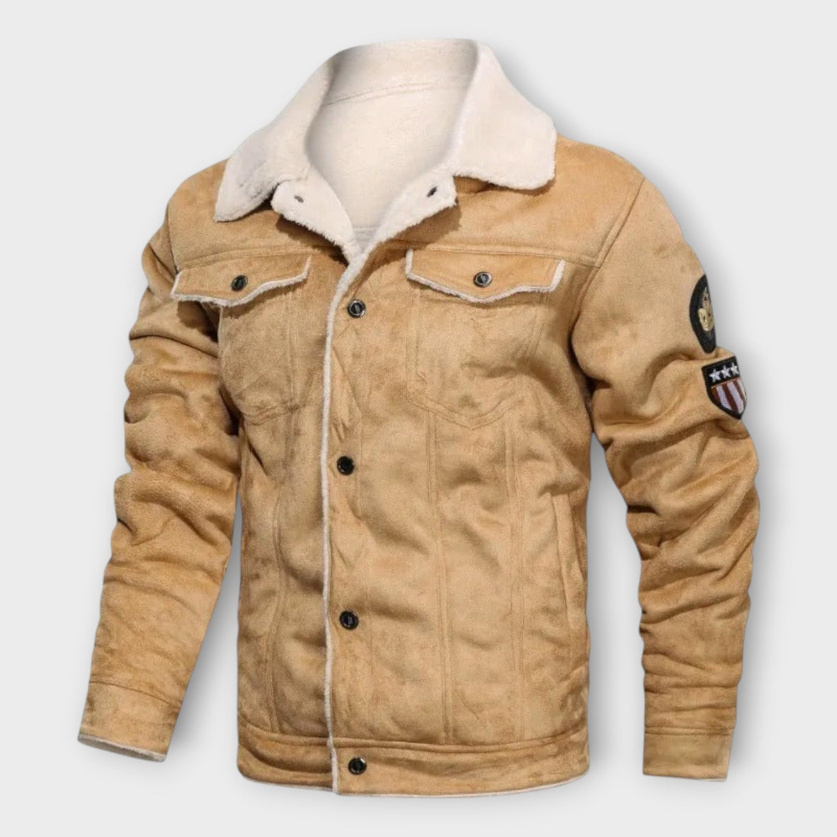 Elegant and Warm Fleece Leather Jacket