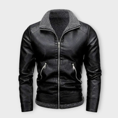 Elegant Leather and Fleece Jacket